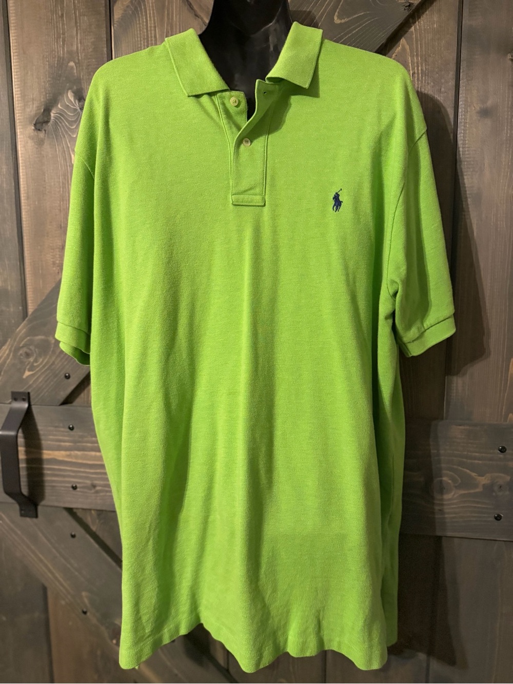 Ralph Lauren Men’s Polo Shirt in Bright Lime Green with Navy Logo XL